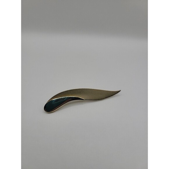 Vintage Brooch Pin Gold Tone Two Tone Textured Abstract Designer Jewelry - Picture 12 of 14